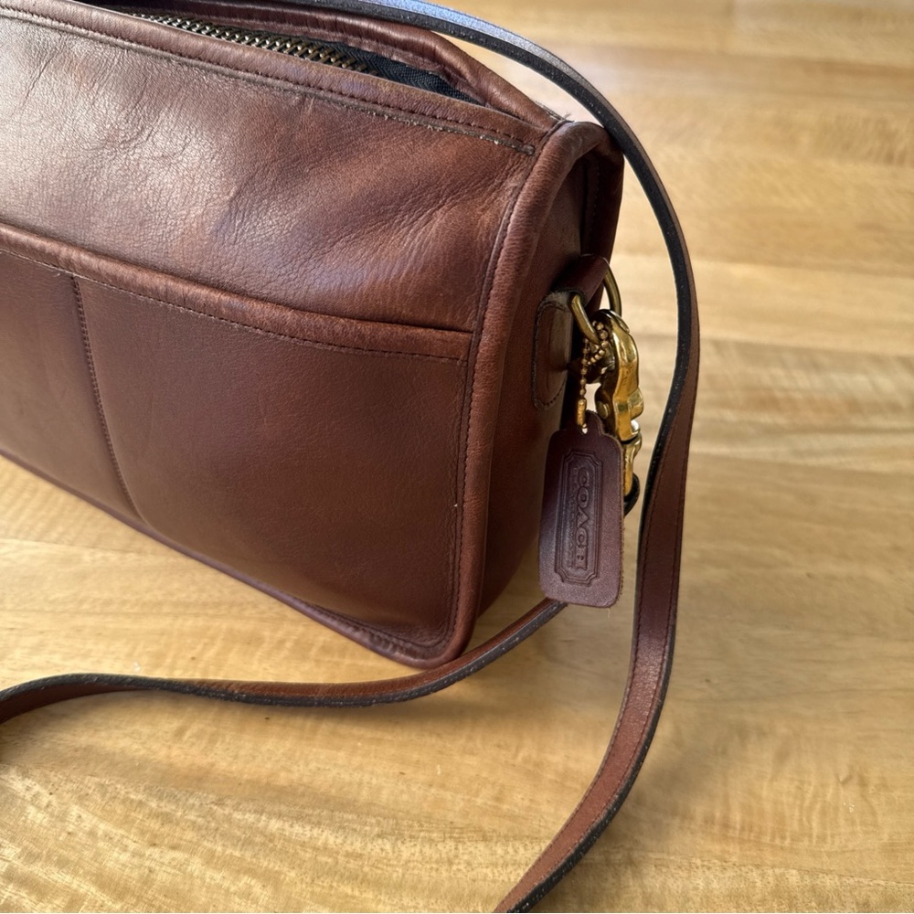 Vintage COACH 70s 80s Carnival Crossbody Brown Leather Small/Med Bag - Picture 12 of 16
